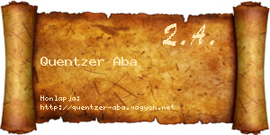 Quentzer Aba névjegykártya